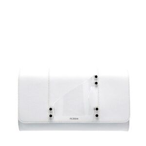 Perrin Paris L'Eiffel White Leather Glove Clutch With Clear Acrylic Hand Piece
